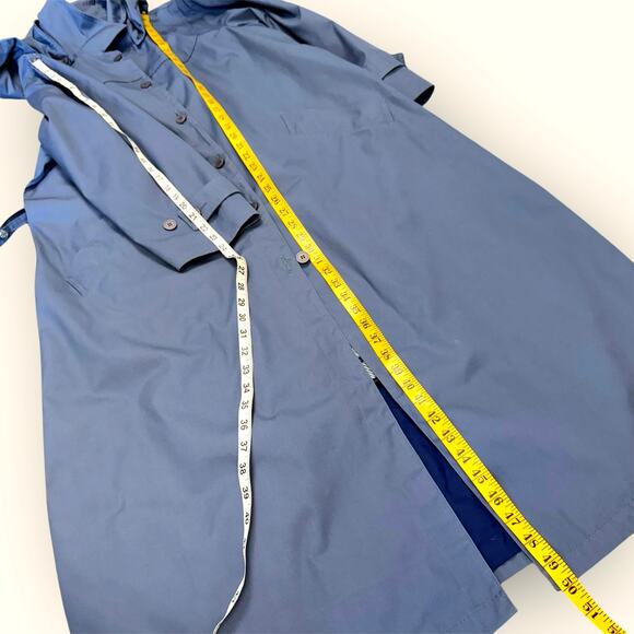 London Fog Vintage Maincoats Wool Blend Liner Trench Coat Hooded Womens 14 Blue - Picture 14 of 15